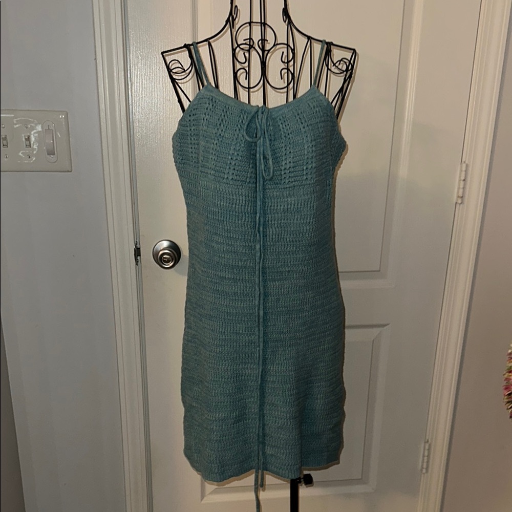 Teal Knit Halter Dress